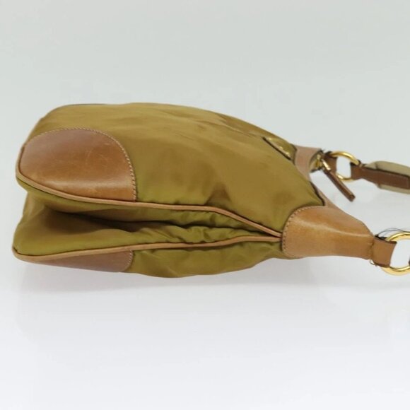 PRADA Shoulder Bag Nylon Leather Beige Gold Auth 140625 - Picture 5 of 16